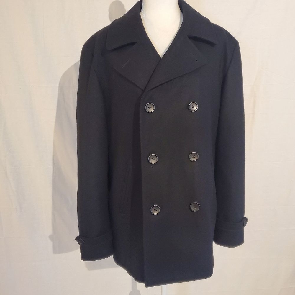 Claiborne Black Wool blend peacoat xl